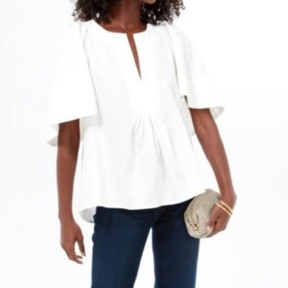 TUCKERNUCK - POMANDER PLACE White Finley Flutter Sleeve Top small - Picture 5 of 6